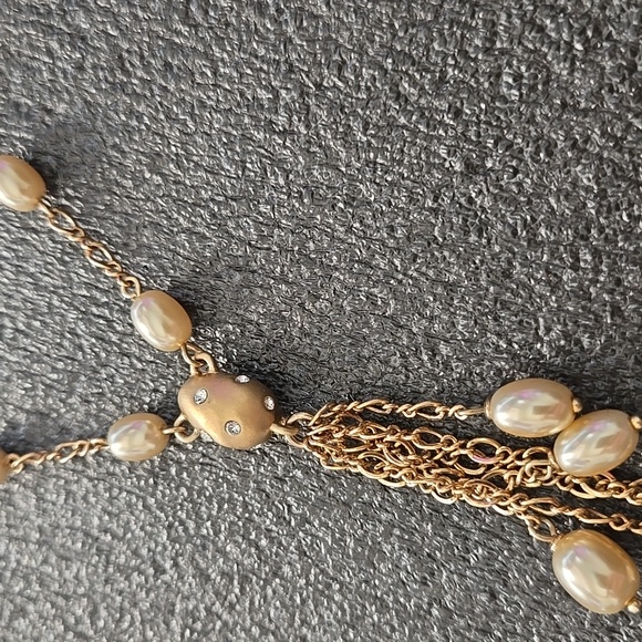 Monet retro drop gold tone pearl necklace - Picture 5 of 5